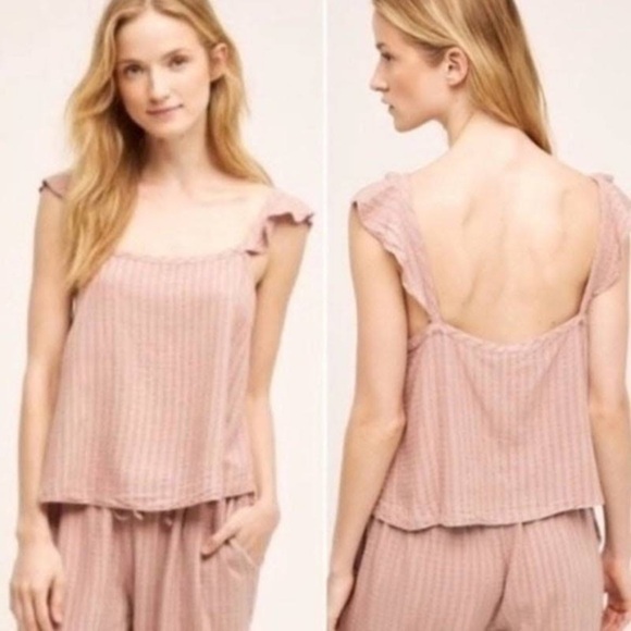 Anthropologie Tops - Anthropologie Ruffle Sleeve Tank